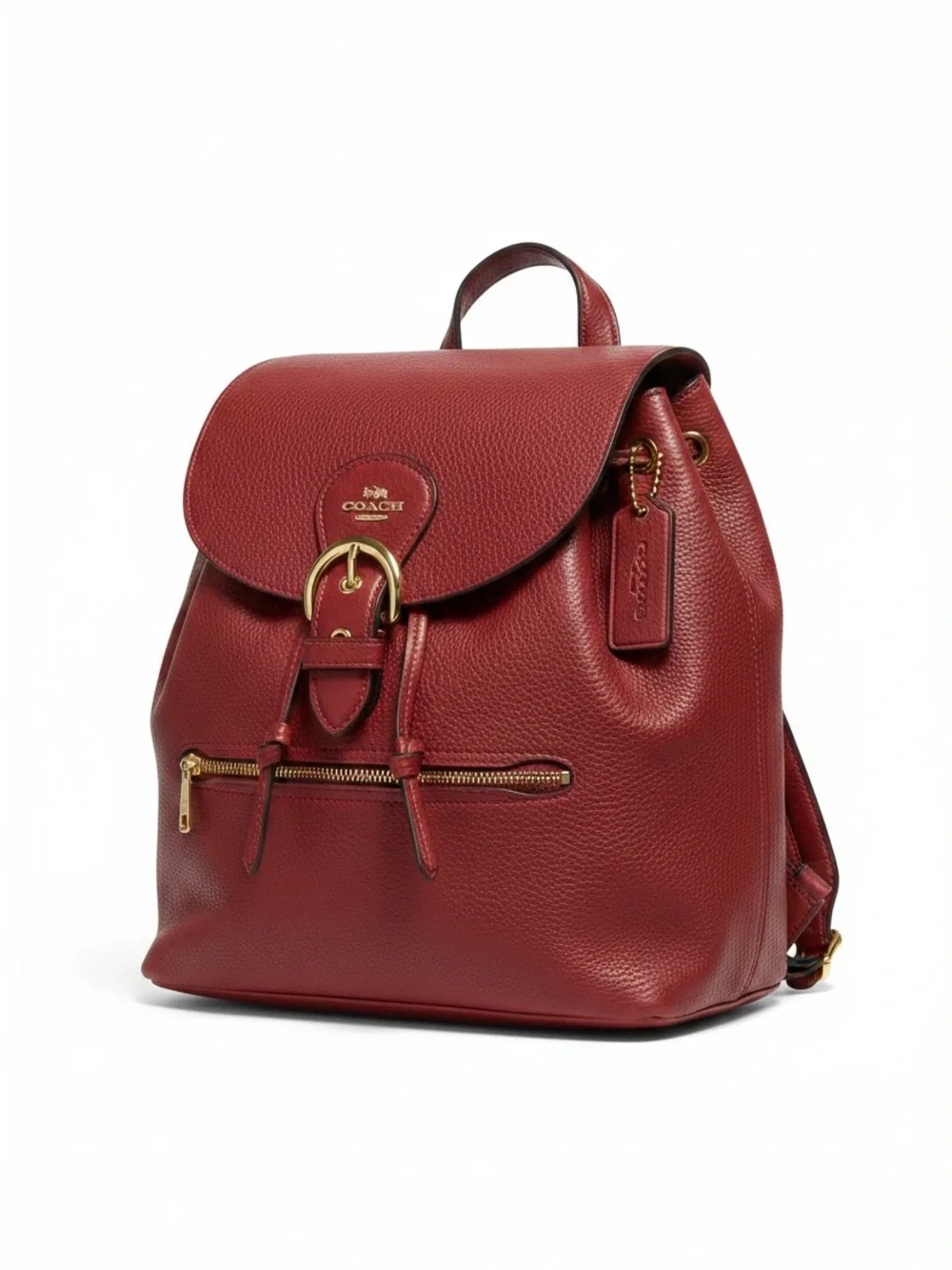 Coach Kleo Backpack Pebbled RED Leather gold toned hardware NWOT MEDIUM SIZE - Picture 2 of 14